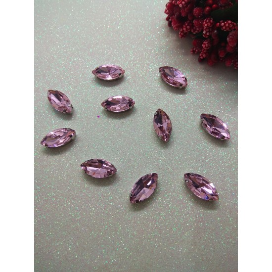 Стразы в цапах "Листик" цв. розовый, цена за 1 шт